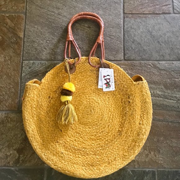 Handbags - America & Beyond handcrafted circle jute handbag
